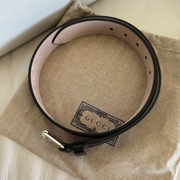 New GUCCI Monogramme Kingsnake Black Luxury Designer Belt Size 80/32 3.5cm width - Picture 6 of 7